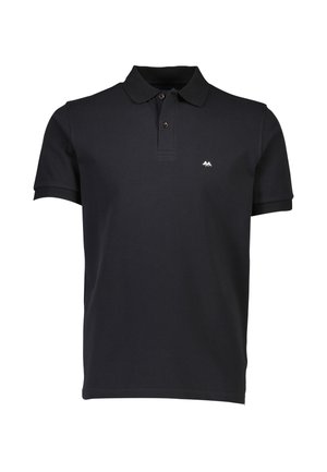 Zwarte poloshirt gemaakt van katoen, met een klassieke kraag, een knoopsluiting met twee knopen, korte mouwen en een klein berglogo op de borst.