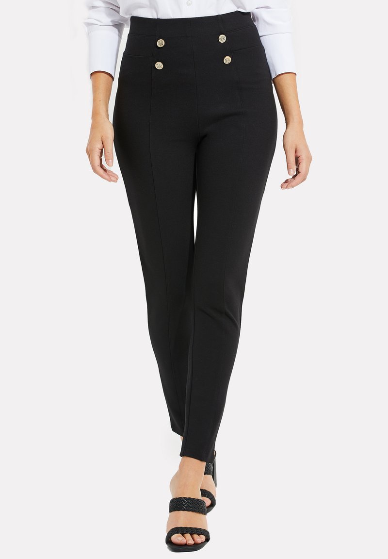 Threadbare THB WILLIAM WITH MILITARY BUTTON - Trousers - black - Zalando.ie