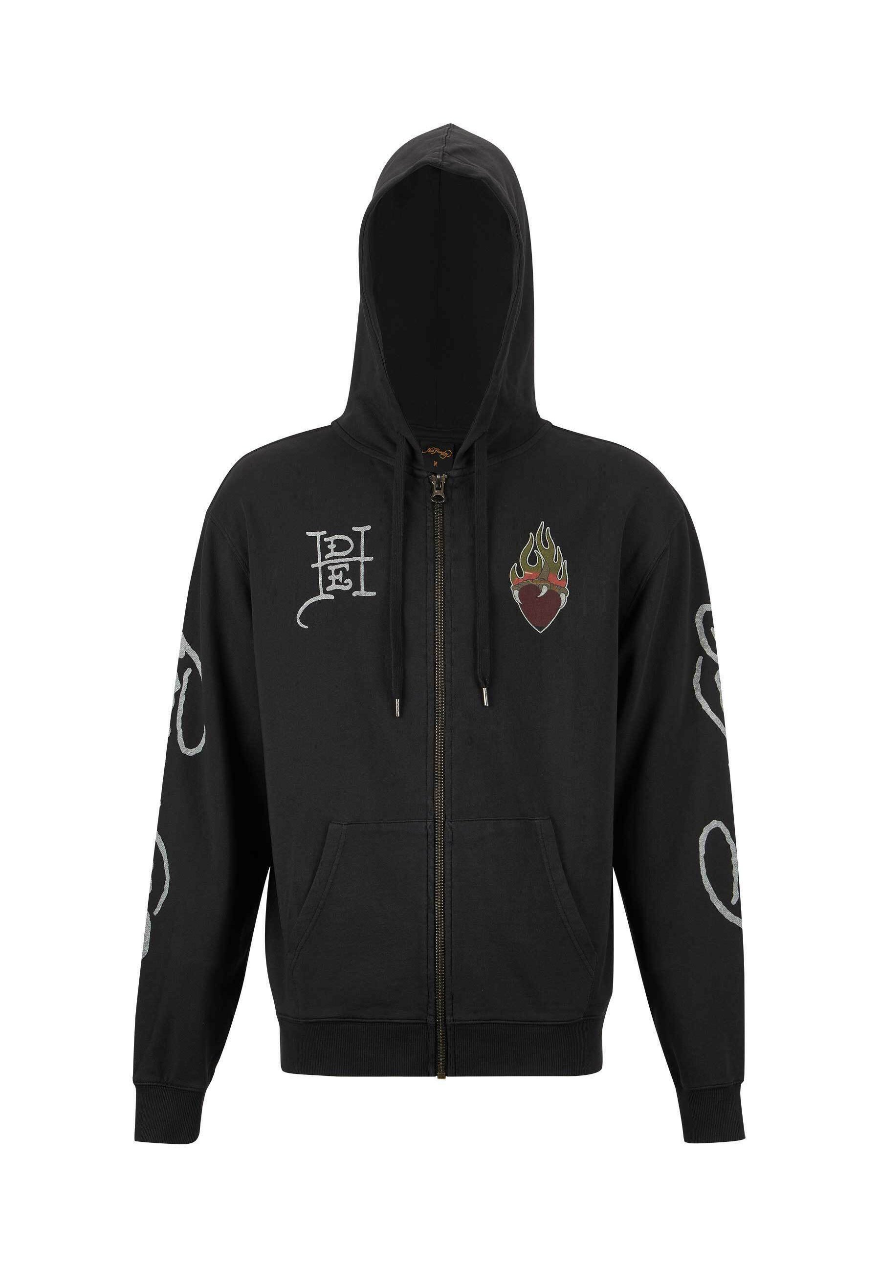 Ed Hardy HELL CATZ ZIP THROUGH - Zip-up sweatshirt - black - Zalando