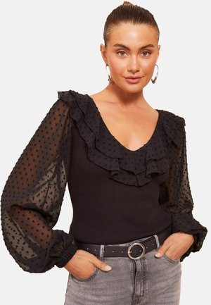 DOBBY SLEEVES - Jumper - black