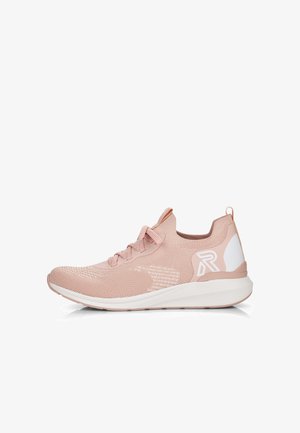 Light pink athletic shoe with a breathable mesh upper, rounded toe, and white accents. Features a lace-up design and textured sole.