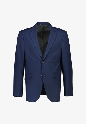 Marineblazer aus einem glatten Stoff, mit einem einreihigen Design, zwei Knöpfen, Reverskragen und seitlichen Taschen.