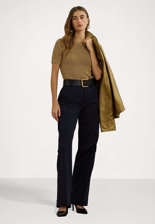 METALLIC RIBBED SHORT SLEEVE SWEATER - Print T-shirt - relic gold4