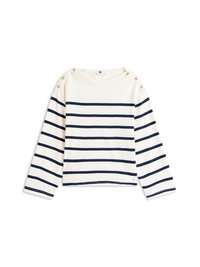 BUTTON BOAT TEE - Camisola de manga comprida - ivory silk/dark night navy