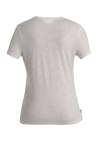 Kortärmad t-shirt med rund halsringning i ljusbeige, tillverkad av mjukt, texturerat tyg med en slät yta och utan synliga mönster eller detaljer.