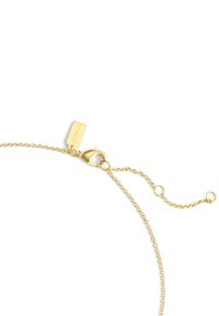 Collier en ton or présentant une chaîne délicate, un fermoir en ressort et une longueur ajustable avec des maillons supplémentaires pour le réglage de la taille.
