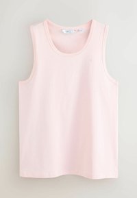 Débardeur rose clair sans manches avec col rond, présenté à plat sur un fond neutre clair.