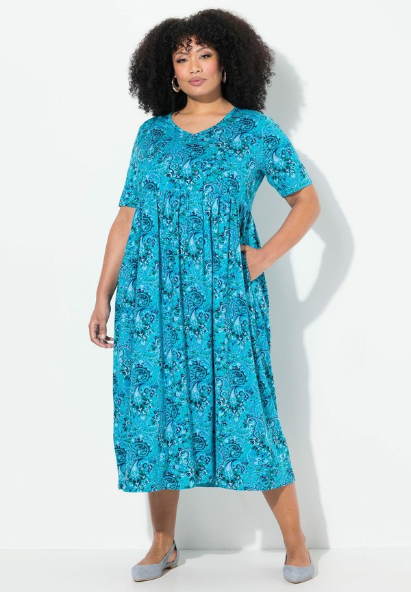 PAISLEY PRINT EMPIRE A-LINE POCKET - Jerseykleid - deep aqua