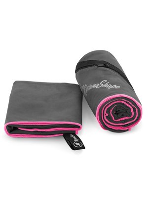 Strandtuch - grau   pinker rand