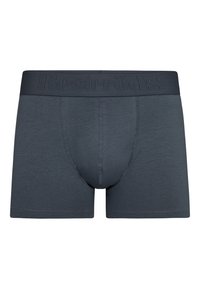 Mørkegrå boxershorts med blød tekstur, der har en lagdelt pouch og et præget elastikbånd med teksten "Resteröds."