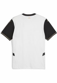 Lühikeste varrukatega sportlik särk valge kehaga, mustade varrukatega ja kuldsete aktsentidega; seljal on nahkhiire logo ning külgedel mustad paneelid.