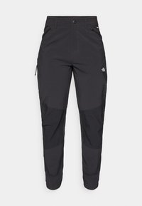 Pantalons noirs d'extérieur en tissu durable. Dotés de poches zippées, de panneaux de genoux renforcés et d'une coupe droite pour une meilleure mobilité.