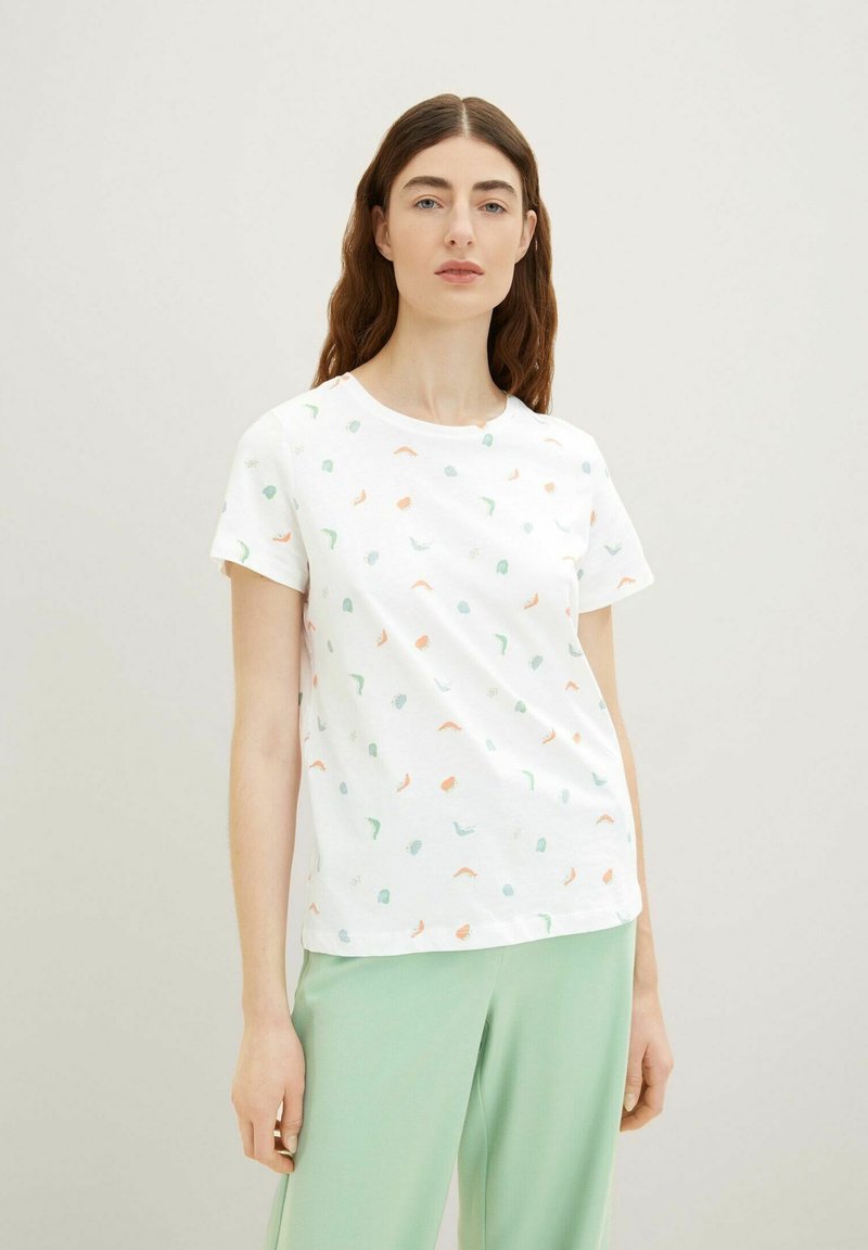 TOM TAILOR Print T-shirt - offwhite abstract dot print
