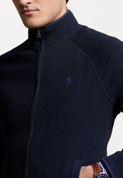 Polo Ralph Lauren TEXTURED COTTON FULL ZIP SWEATER - Casaco de malha - navy heather
