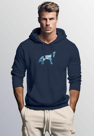 Neverless GEOMETRIE POLYGON TIERE WOLF MOTIV  FASHION STREETSTYLE - Kapuzenpullover - navy
