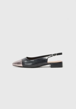 Balerini cu baretă la spate - black gunmetal