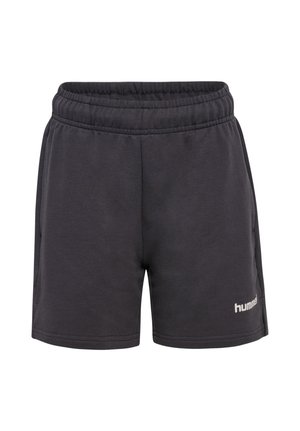 Sorte atletikshorts med elastik i taljen, sidelommer og "hummel"-logo på det nederste højre ben.
