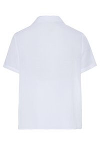 Witte kortärmelige shirt van lichte stof, voorzien van een klassieke opgerolde kraag en een effen textuur met een losse pasvorm.