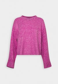Maglione corto fucsia con motivo a maglia testurizzato, maniche ampie e scollatura rotonda. Materiale morbido con una vestibilità rilassata.