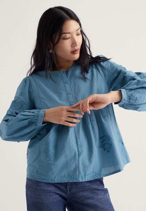 Seasalt Cornwall, SEASALT CORNWALL HIGH WOODS EMBROIDERED SHIRT - Bluse - blue - stitched stems cadet