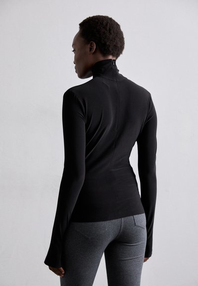 Norma Kamali SLIM FIT LONG SLEEVE TURTLE - Maglietta a manica lunga - black