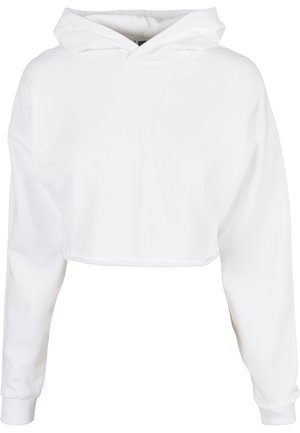 LADIES OVERSIZED CROPPED HOODY - Džemperis ar kapuci - white