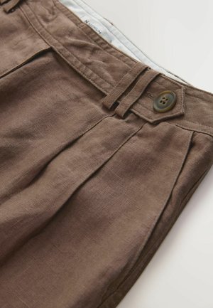 Next, REGULAR FIT - N. PREMIUM LINEN BUTTON FRONT WIDE LEG TROUSERS . - Bukser - chocolate brown