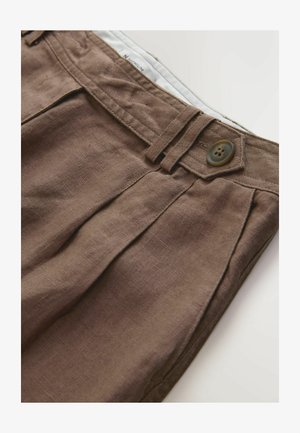 Next, REGULAR FIT - N. PREMIUM LINEN BUTTON FRONT WIDE LEG TROUSERS . - Bukser - chocolate brown