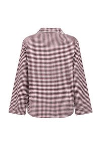 Geruite shirt in bordeaux en wit, gemaakt van katoen. Heeft een kraag en lange mouwen, met een recht gesneden achterkant.