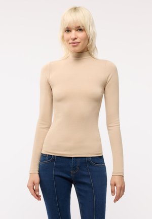 Terranova, T-SHIRT CON COLLO LUPETTO TINTA UNITA - Maglietta a manica lunga - beige chiaro