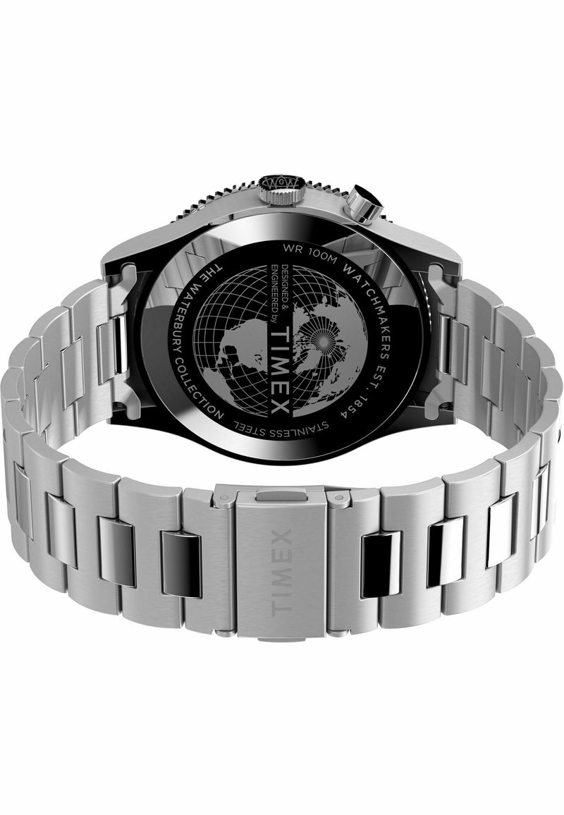Timex Waterbury Traditional - Orologio Uomo Al Quarzo, Quadrante Nero, Cinturino Pelle, Funzione Giorno-Data, 10 Bar