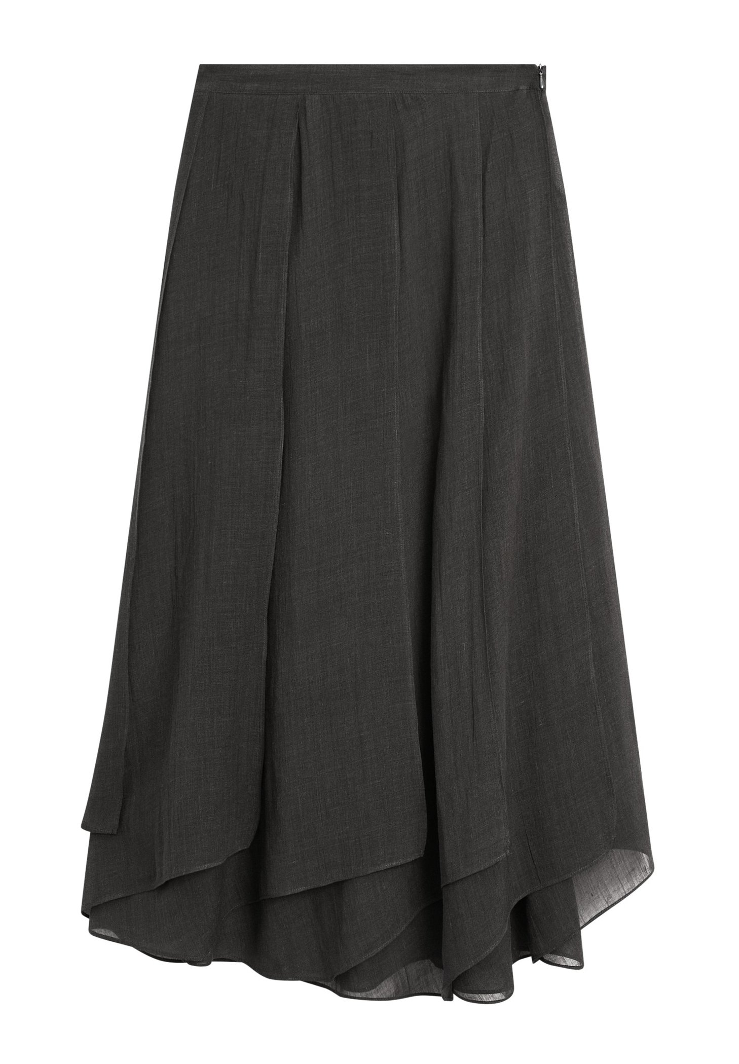 Massimo Dutti LONG FLOWING WITH RUFFLES - Maxi skirt