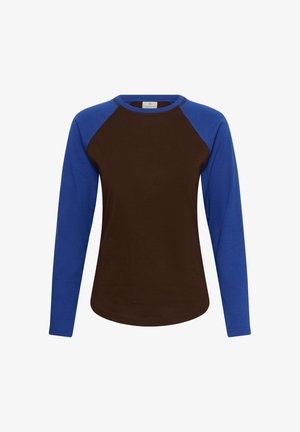 Kaffe, KATALLIA CONTRAST T-SHIRT - Long sleeved top - coffee bean blue sl