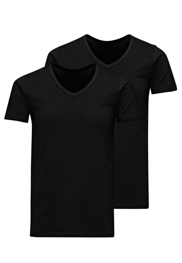 4ER PACK V-NECK KURZARM - Basic T-shirt - schwarz weiß3