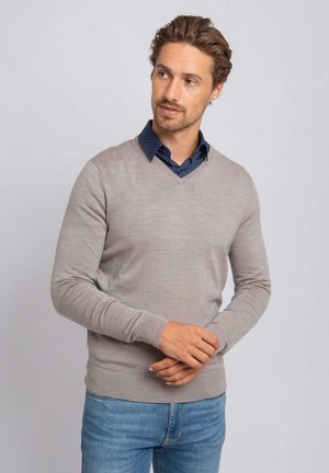 Suitable, V-NECK  - Trui - beige grijs