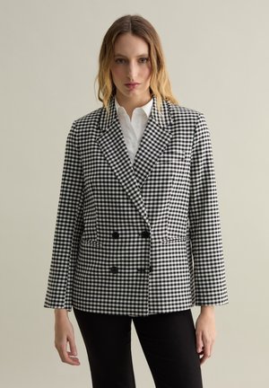GINGHAM DOUBLE-BREASTED - Blazer - white black
