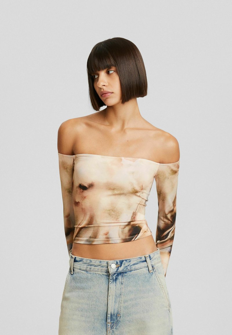 Bershka OFFTHESHOULDER Long sleeved top light pink Zalando.ie