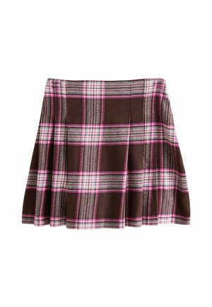 REGULAR FIT  - Faltenrock - chocolate pink check