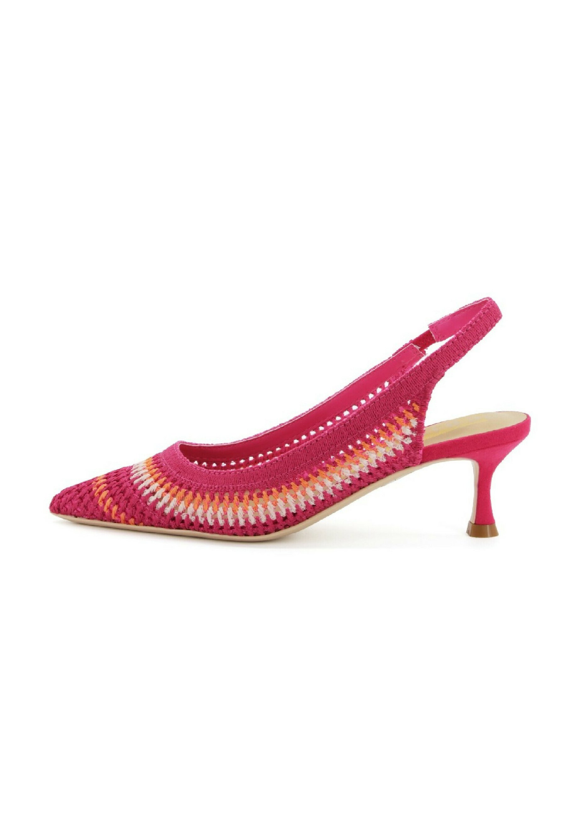 Slingback Scarpe Tacco Basso Fucsia Decollete Fucsia Tacco Largo