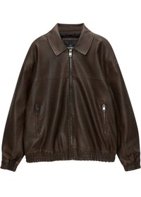 WITH ELASTICATED HEM - Imiteret læderjakke - brown