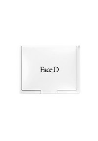 White compact case with a glossy finish, featuring a front logo "FaceD" in black. Sleek, rectangular shape with rounded edges.
