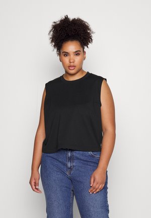 LOGO TAPE MILANO LOOSE TOP - Topper - black