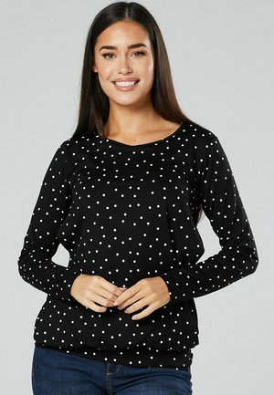 LAYERED  - Long sleeved top - black with small white dots