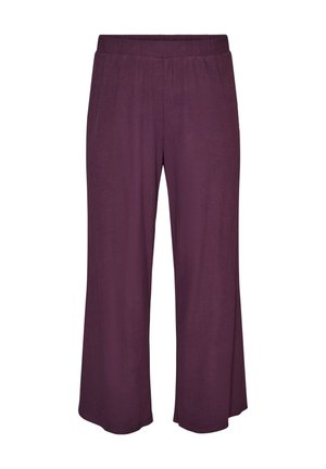 Zizzi, HOSE AUS GERIPPTEM JERSEY MIT WEITEN BEINEN - Trousers - lila