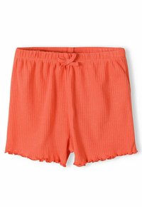 Rippelnde Korallen-Shorts mit elastischem Bund und vorderem Kordelzug. Verfügt über einen gewellten Saum für zusätzliche Details. Leichter Stoff.