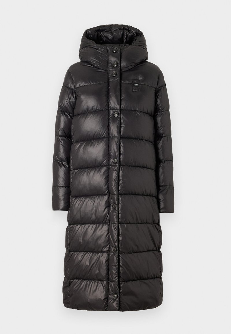 Blauer Wintermantel zwart