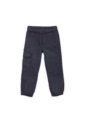 Marine cargo pants met elastische taille en trekkoord, voorzien van een zijzak, slim fit pijpen en een gestructureerde katoenstof.