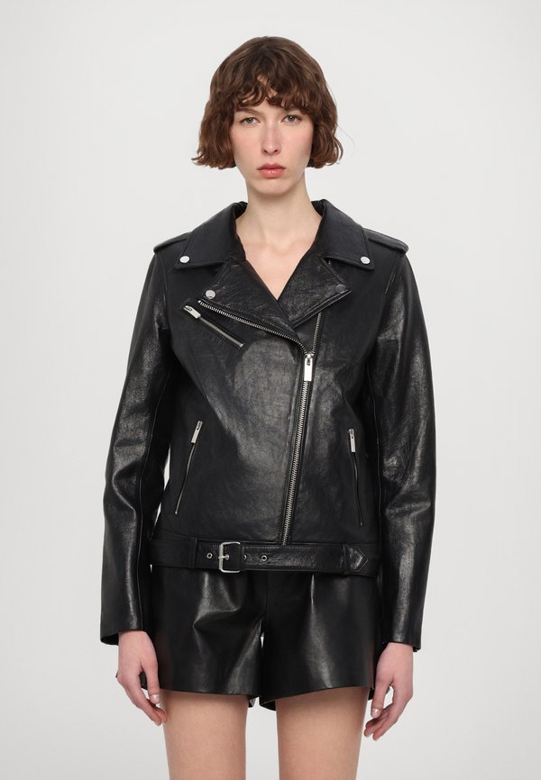 BELTED BIKER JACKET - Leather jacket