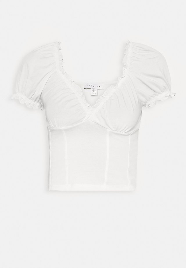 MILKMAID WRAP CORSET - T-shirt med print - cream