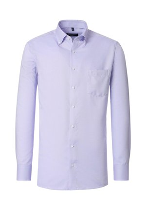 Lichtpaarse overhemd met lange mouwen en knopen, gemaakt van een gladde stof, met een enkele borstzak en een klassiek kraagontwerp.